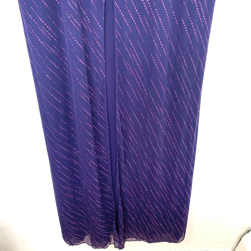 California Concepts Purple Glitter Maxi Dress Plus Size 24 Y2K Evening Gown USA